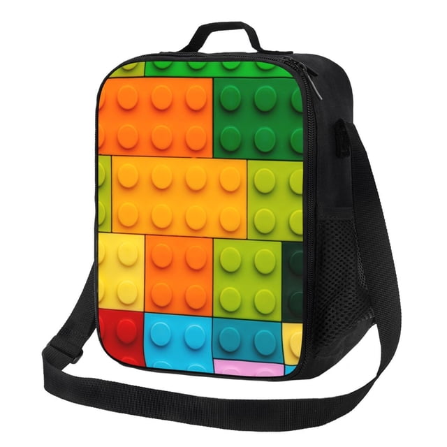 Balery Colorful Building Blocks Caja de Almuerzo y Bolsa de Almuerzo para Hombres y Mujeres, Bolsa de Almuerzo Reutilizable con Gran Capacidad, Bolsa de Almuerzo Aislada