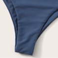 thumbnail image 3 of Traje de baño para mujer, talle alto, correa para un solo hombro, transpirable, elástico, simple, elegante, trajes de baño divididos para fiestas en la playa, gris, azul, XL, 3 of 7