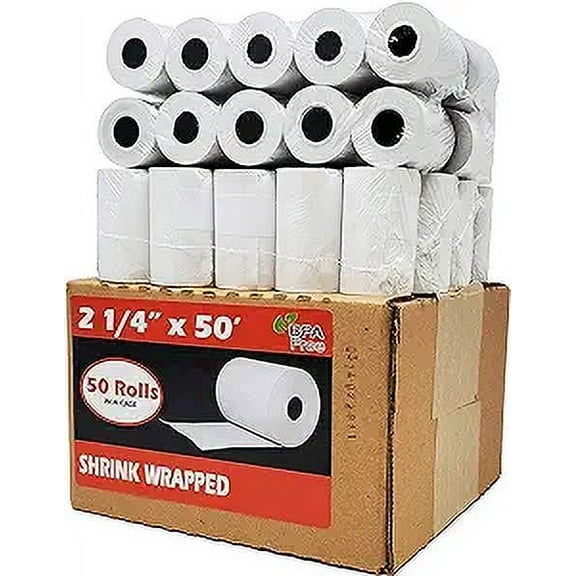 Thermal Paper 2-1/4 X 50 (50 Rolls) Fits Verifone, Ingenico ICT250 FD400 BPA Free - BuyRegisterRolls