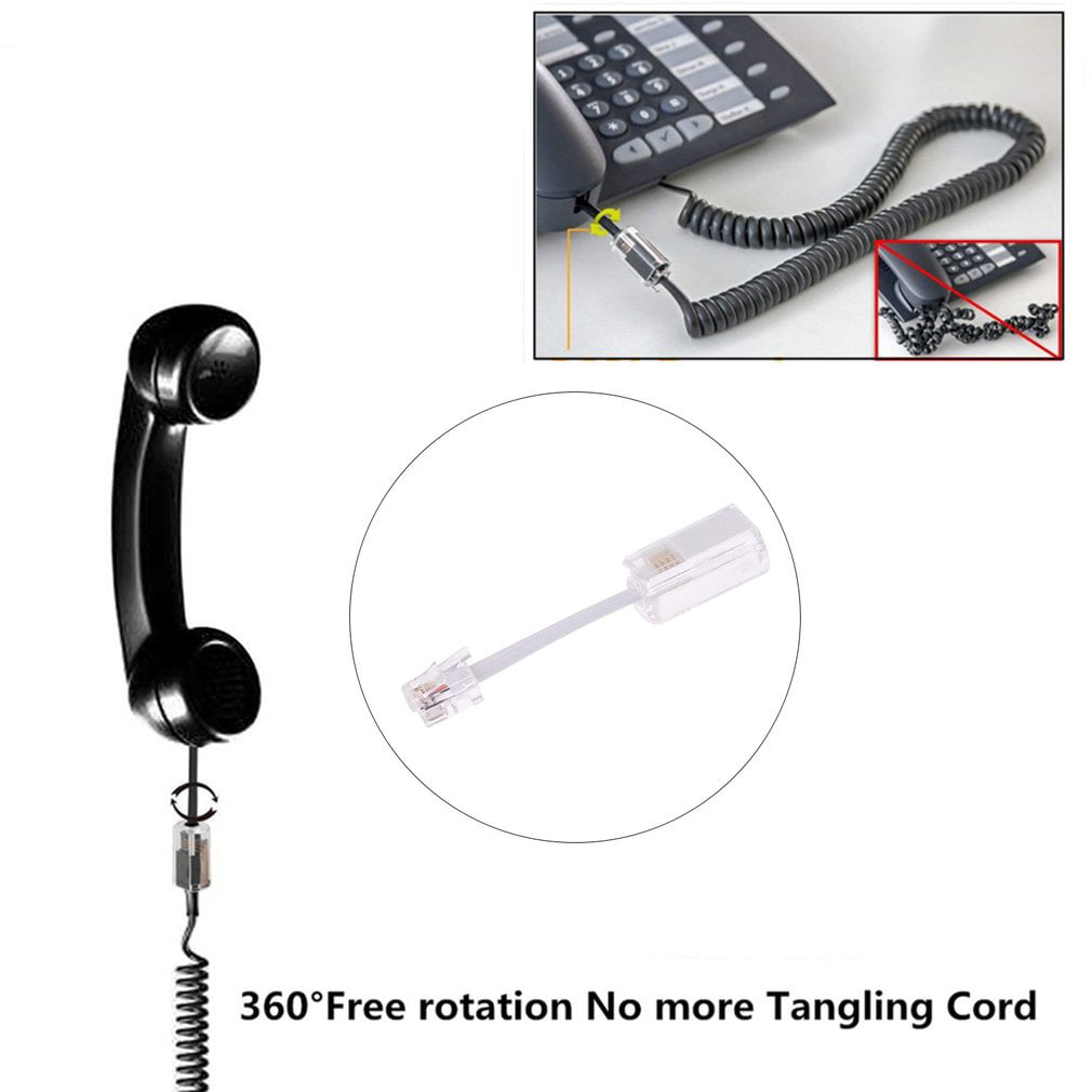 8 ft Black Softalk Cord Manager Retractable Phone Cord Detangler Cable for Landlines and Office Telephones