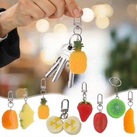 Msgweeeg Plush Keychain Keyrings Cute Fruit Keychain Designs for Backpack Purse Adorable Mini Food Charms for Couples Gift Trendy Unique Travel Accessories