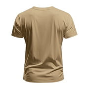 Premium V Neck T Shirts for Men - Modern Fitted Tees Vneck Shirts Khaki 3XL