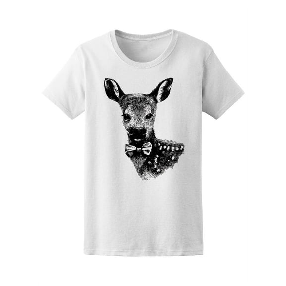 Baby Deer With Bowtie T-Shirt Women -Image by Shutterstock, Female Small