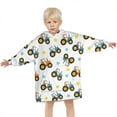 thumbnail image 3 of Cartoon Tractors Stars White Pattern Blanket Hoodies for Kids 6-13YR Oversize Wearable Blanket Hoodies for Boys Girls Teens, 3 of 7