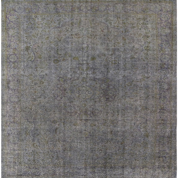 Ahgly Company Indoor Square Mid-Century Modern Carbon Gray Oriental Area Rugs, 3' Square