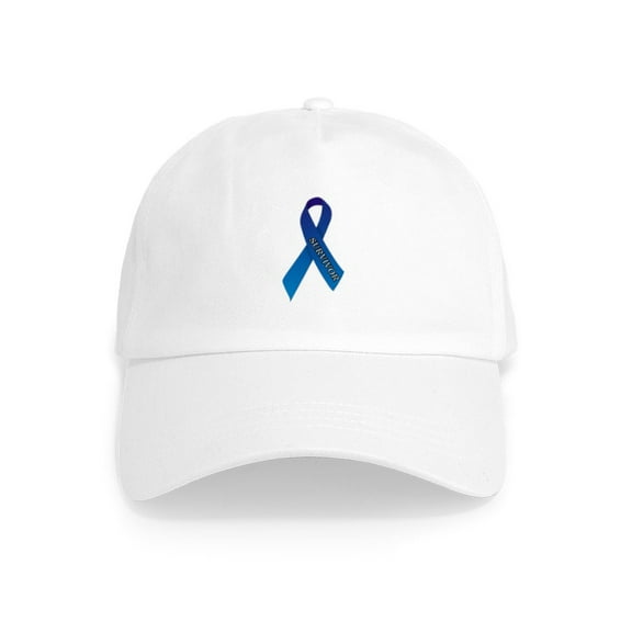 CafePress - Blue Ribbon 'Survivor' Cap - Adjustable 100% Brushed Unisex Casual Cotton Baseball Cap, Beige, 1