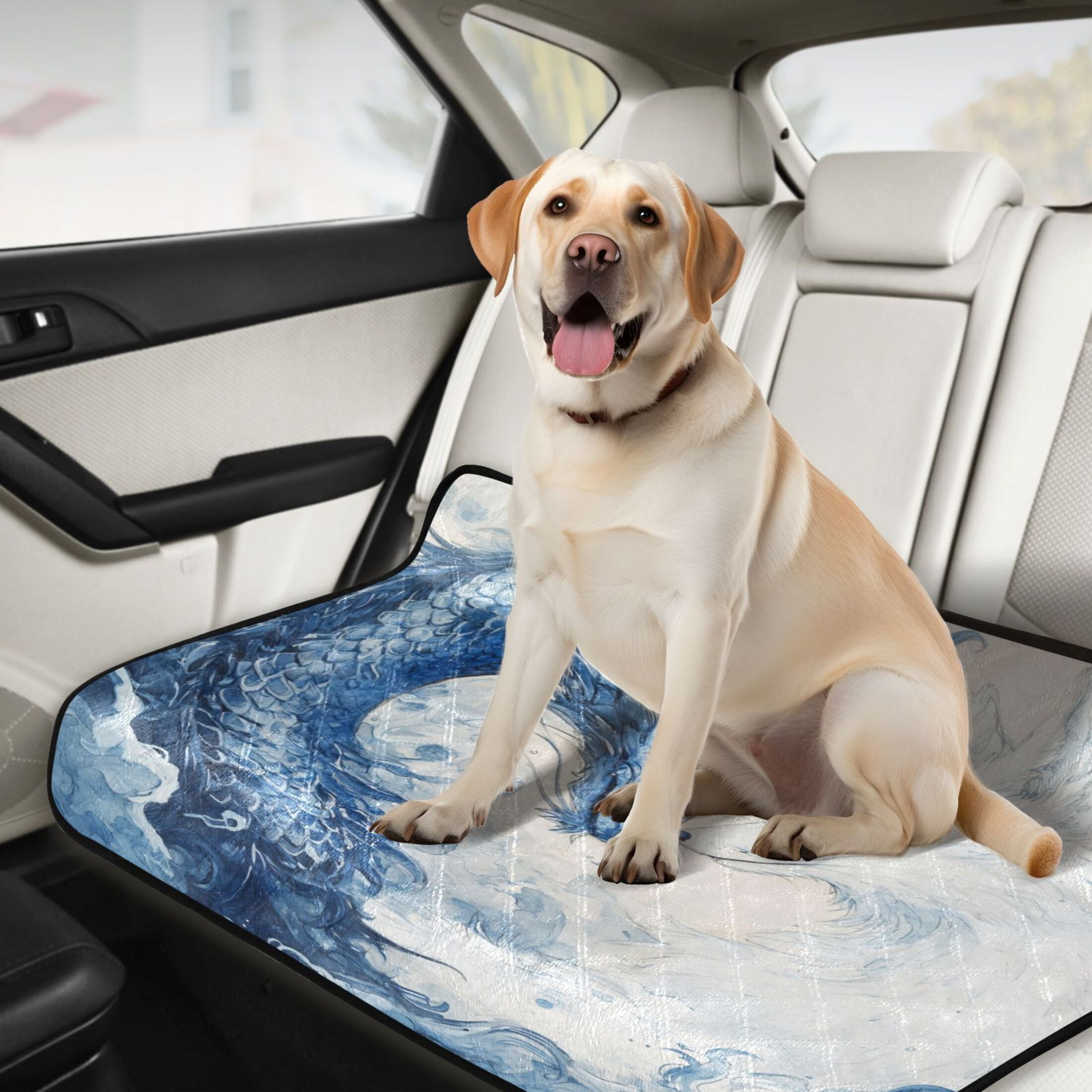 Qxltty Blue Dragon and White Fox Cat litter Pads Pet Set of 3 Diaper Mats Center Anti-leakage Layer Absorbent Soft and Comfortable