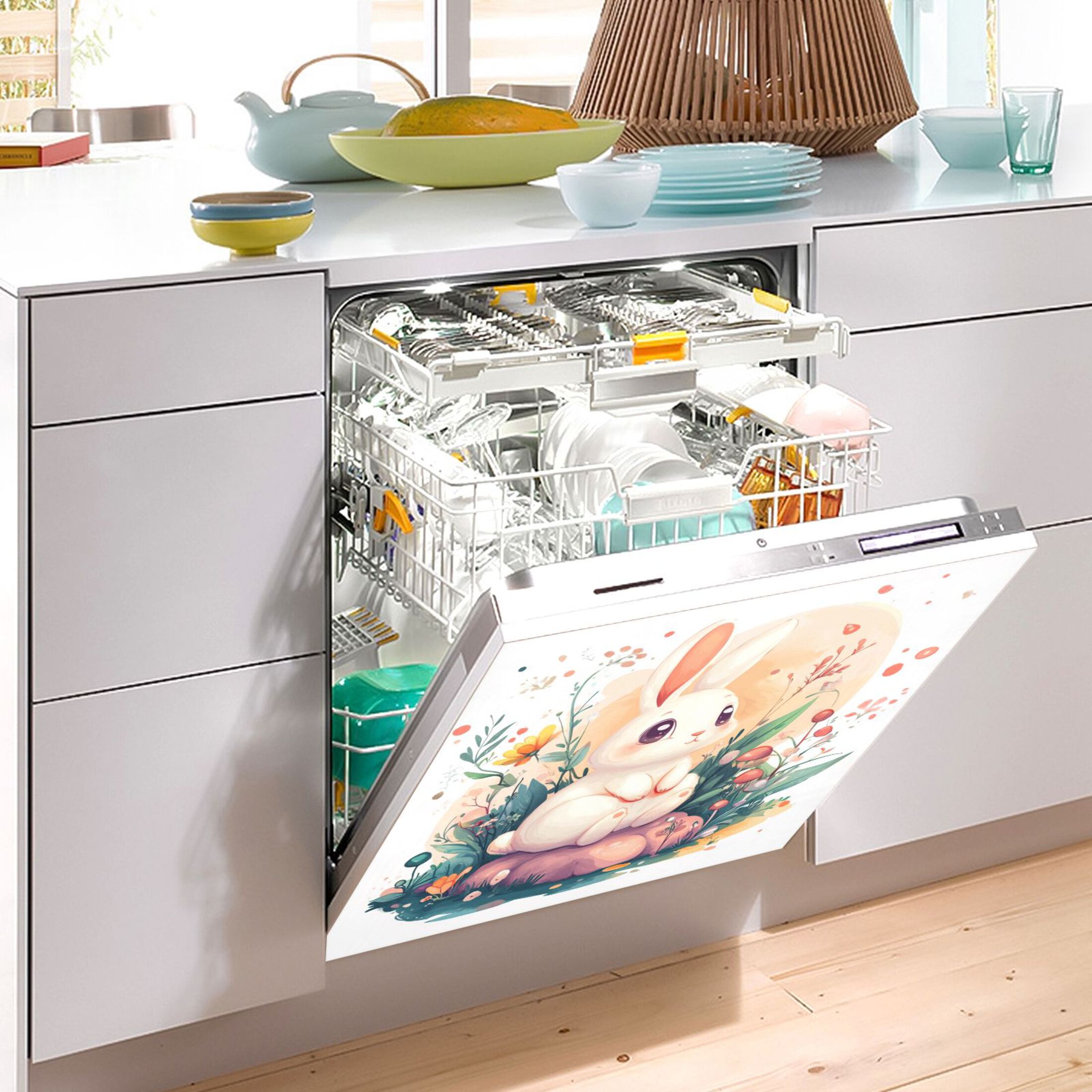 Dishwasher Magnetic Sticker 23x26 Inch Refrigerator Magnetic Sticker Washing Machine Magnetic Sticker Kitchen Panel Magnetic Sticker Home Decor Super Cute Cartoon Rabbit