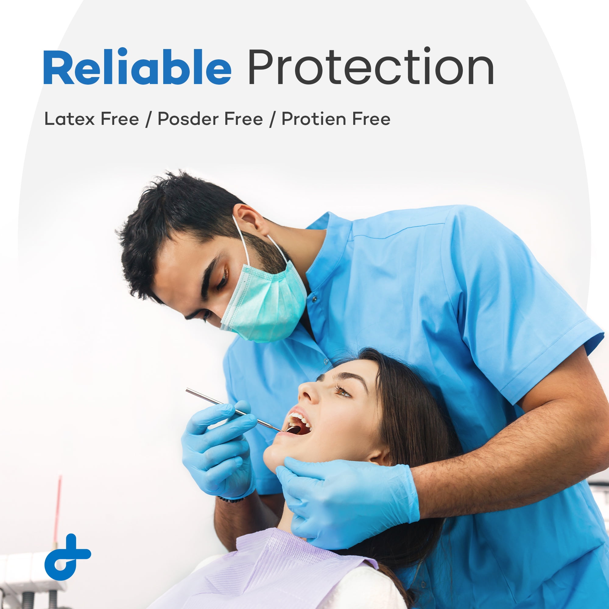 Dealmed Nitrile Exam Gloves | Powder-Free, Latex-Free Medical Gloves | Disposable Gloves for Food Prep, Cleaning, Tattoo, Hair Dye, Medical & Surgical Use | Sky Blue, Large - 100/Box (Pack of 10)