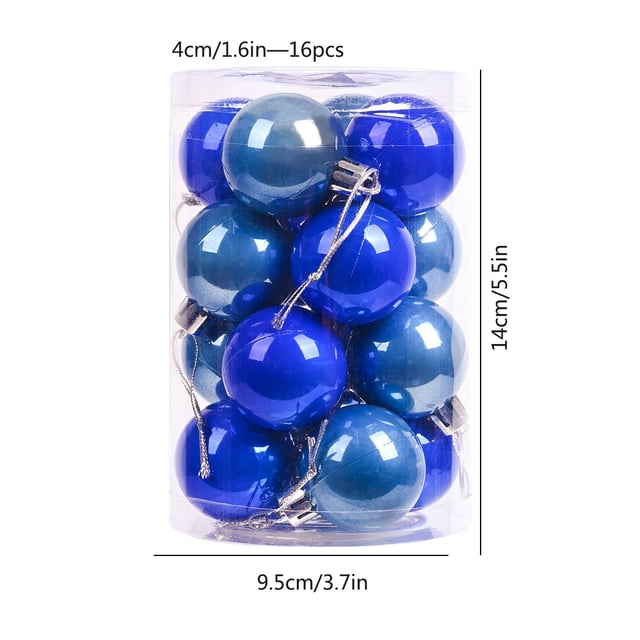 Mom's Best Bolas de Navidad de vitral, brillantes y coloridas para árbol de Navidad, 16 unidades, color azul