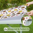 thumbnail image 6 of Colorful Softball and Fashion Icons Pattern Square Fitted Tablecloth with Elastic Edge,Square Table Cover,Washable Elastic Table Cover for Home Kitchen Party Decor 34"x34", 6 of 6