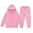 thumbnail image 4 of Girls Outfit Sets Toddler Boy Girl Long Sleeve Cute Pink Ribbon Warm Hoodie Sweatpant Kids Outfits Sweat Suit,1-9Y, 4 of 4
