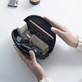 thumbnail image 2 of Half Circle Makeup Beauty Bag Small Travel Handy Organizer Pouch with Adjustable Dividers for Cosmetics, 2 of 5