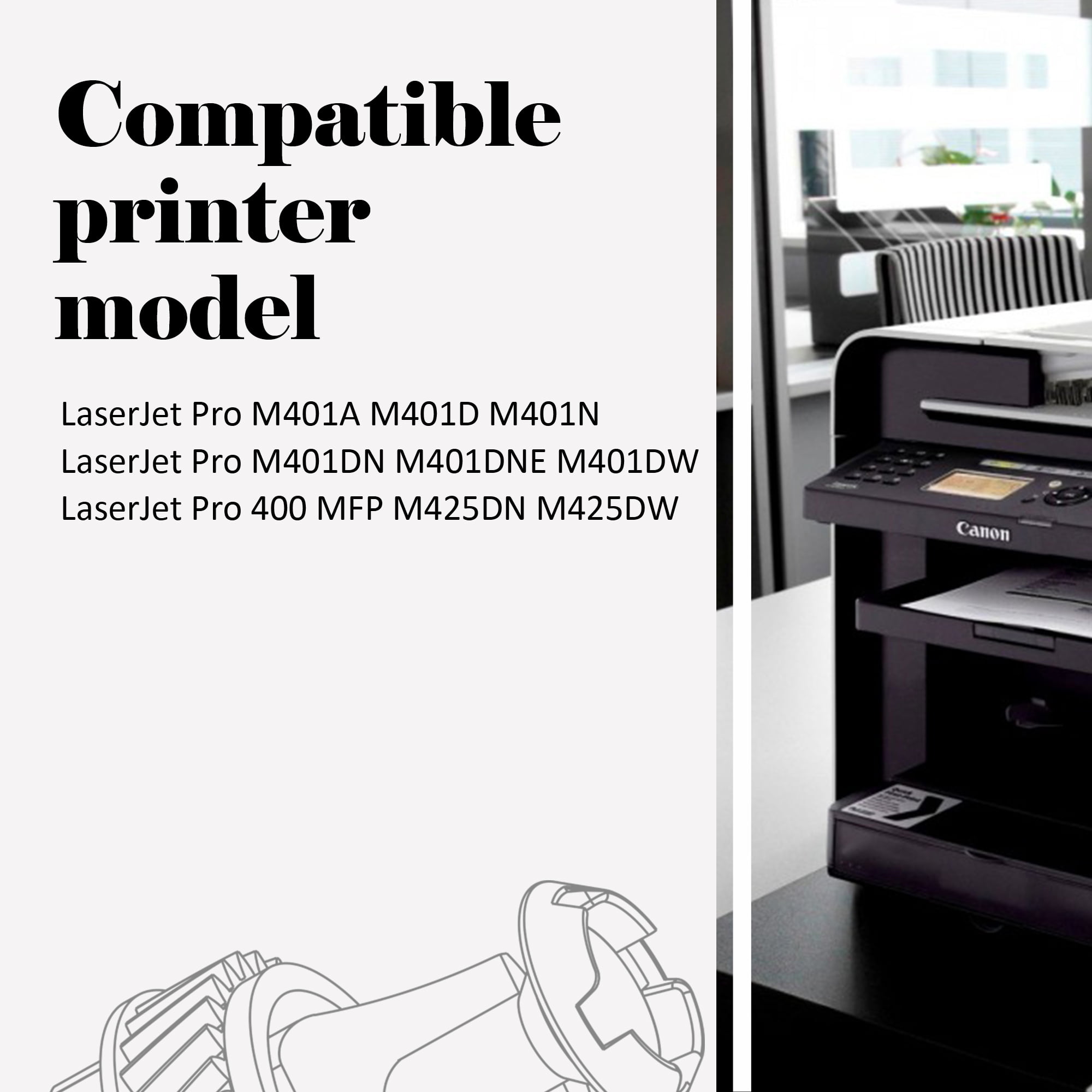 80A Toner Cartridge CF280A Compatible for 𝗛𝗣 𝟴𝟬𝗔 CF280A CF280X LaserJet Pro M401dn M401dne M401dw M401n M425dn M401 M425 Printer Ink (Black, 4-Pack)