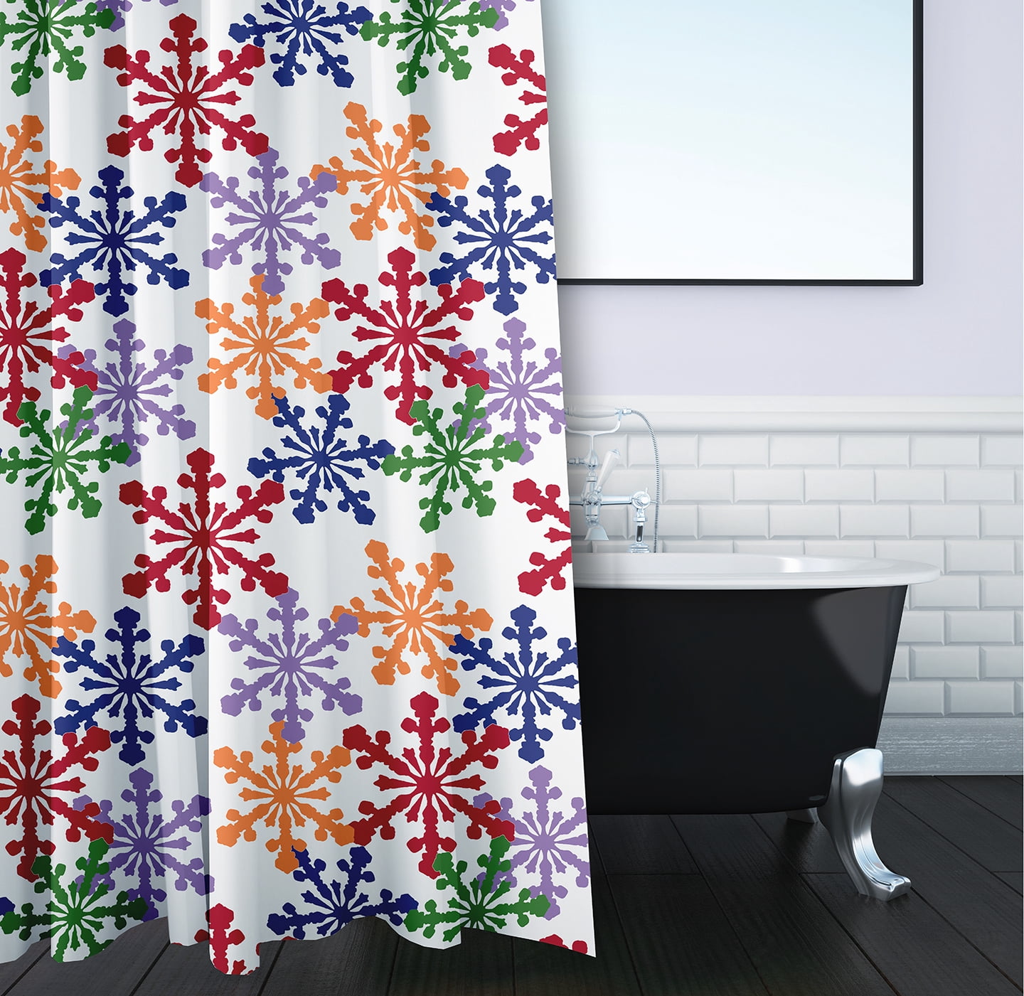 Simply Daisy 70" W x 73" L Snow Fall Polyester Shower Curtain, Orange [1 Ct]