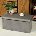 thumbnail image 4 of PINPLUS Folding Storage Ottoman Footstool,Long Shoes Bench,Velvet Footrest Stool Seat,Toy Storage Box with Lid for Living Room,Grey,30", 4 of 8