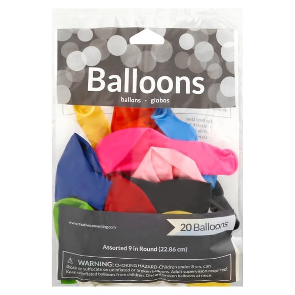 Assorted 9" Latex Balloons, 20 pk