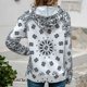 thumbnail image 4 of Sudadera con capucha Manga larga Estampado Cordón Con capucha Casual Tops de lana de moda para mujer Blanco XXL, 4 of 6