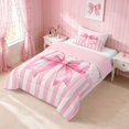 thumbnail image 2 of Erosebridal Trendy Satin Bow Ribbon Twin Comforter Sets for Girls, Romantic Floral Print Bedding Set, Pink Reversible 2 Pieces 1 Comforter and 1 Pillowcase, 2 of 6