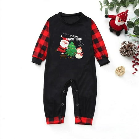 

Christmas Pajamas for Family Black Family Christmas Pjs Matching Sets Parent Child Baby Outfit Parent Child Warm Christmas Set Plaid Printed Home Wear Pajamas Baby Jumpsuit Romper