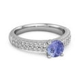 thumbnail image 2 of Dual Band 0.10 Ctw Tanzanite 925 Sterling Silver Stacking Women Valentines Day Gifts Ring, 2 of 3