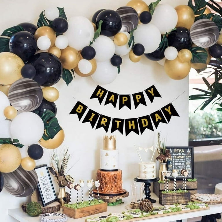 DIY Balloon Garland Cake Topper Confetti Birthday Wedding Decor BLACK GOLD