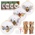 thumbnail image 2 of Embroidery Kit for Beginners and seasoned embroidery enthusiasts— 4 Pack Bee and Flower Cross Stitch Kits with Sewing Set of Hoops,Threads,Needles, 2 of 6