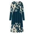 thumbnail image 4 of WXLWZYWL Winter Dresses for Women Women'S Casual Round Neck Long Sleeve Folding Floral Printed Dresses Navy, 4 of 5