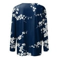 thumbnail image 4 of EHTMSAK Long Sleeve Shirts for Women Work Crew Neck Casual Shirts for Women Navy Waffle Casual Petite Tops flower Long Sleeve Floral Blouses 4XL, 4 of 5
