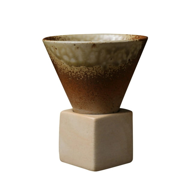 FHBVT Tasse en Céramique Rétro Tasse à Café Conique Style Vintage Tasse à Thé en Porcelaine 7oz Forme Triangulaire Poignée Confortable Lavable au Lave-Vaisselle Micro-Ondes Cadeau Parfait pour les Amateurs de Café Thé en Famille