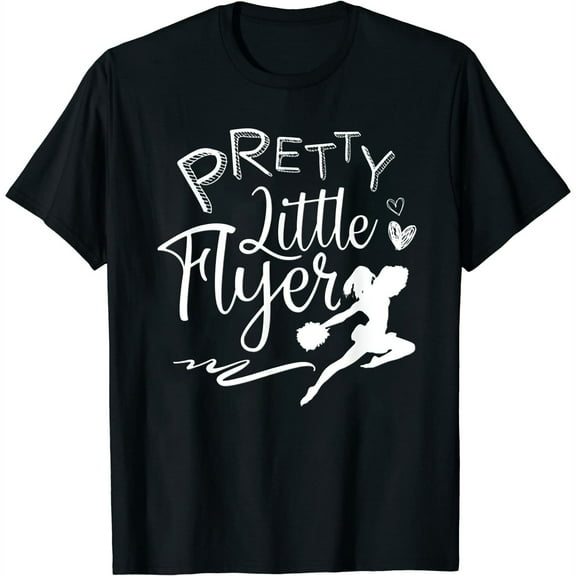 Womens Cheerleader Cheer Cheerleading Tee Pretty Little Flyer T-Shirt Black 2XL