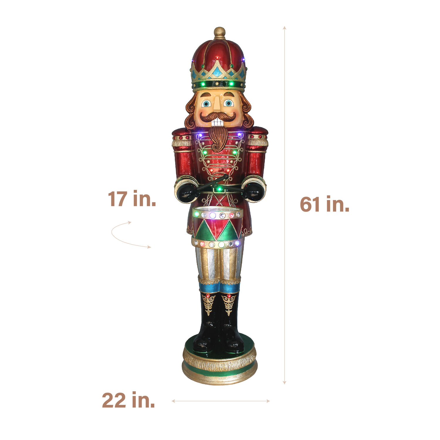 Fraser Hill Farm Indoor/Outdoor Oversized Christmas Decor, 5-ft. Nutcracker 20 LED Lights