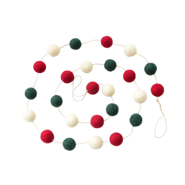 Moyic Guirnalda colorida de bolas de fieltro de lana, guirnalda de 8 pies, 25 bolas, decoración de guardería, decoración de fiesta de cumpleaños, Tratamientos de ventanas Escribe un