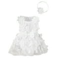 thumbnail image 2 of Newborn Onesies Girls Ribbed Bowknot Sleeveless Romper Headband Baby Bodysuit White 9-12 Months, 2 of 7