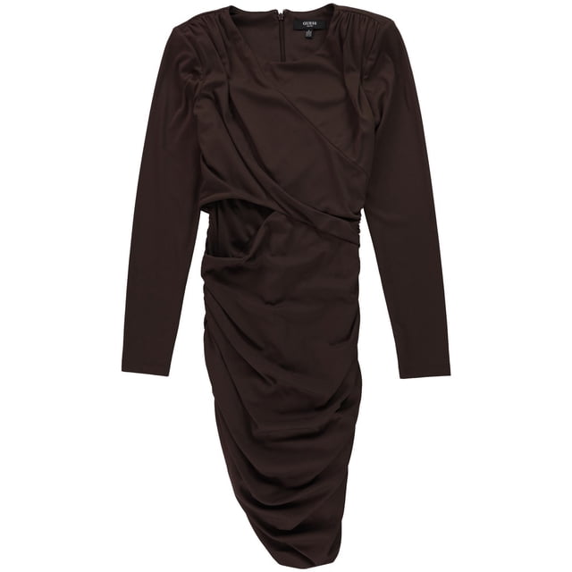 GUESS Womens Ruched Cut Out Mini Dress, medbrown, 12
