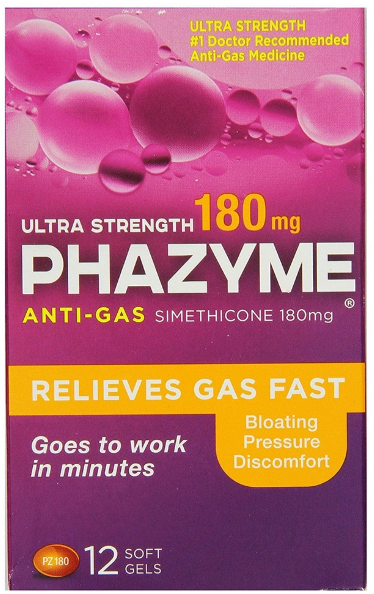 Phazyme Ultra Strength Anti-Gas 180 mg Softgels 12 ea (Pack of 2)