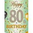 thumbnail image 3 of Happy 80th Birthday Banner Glittery Background with Stars Balloons and Ribbons Party Supplies Birthday Decoration Photography Props Party Backdrop Decorations, 3 of 7
