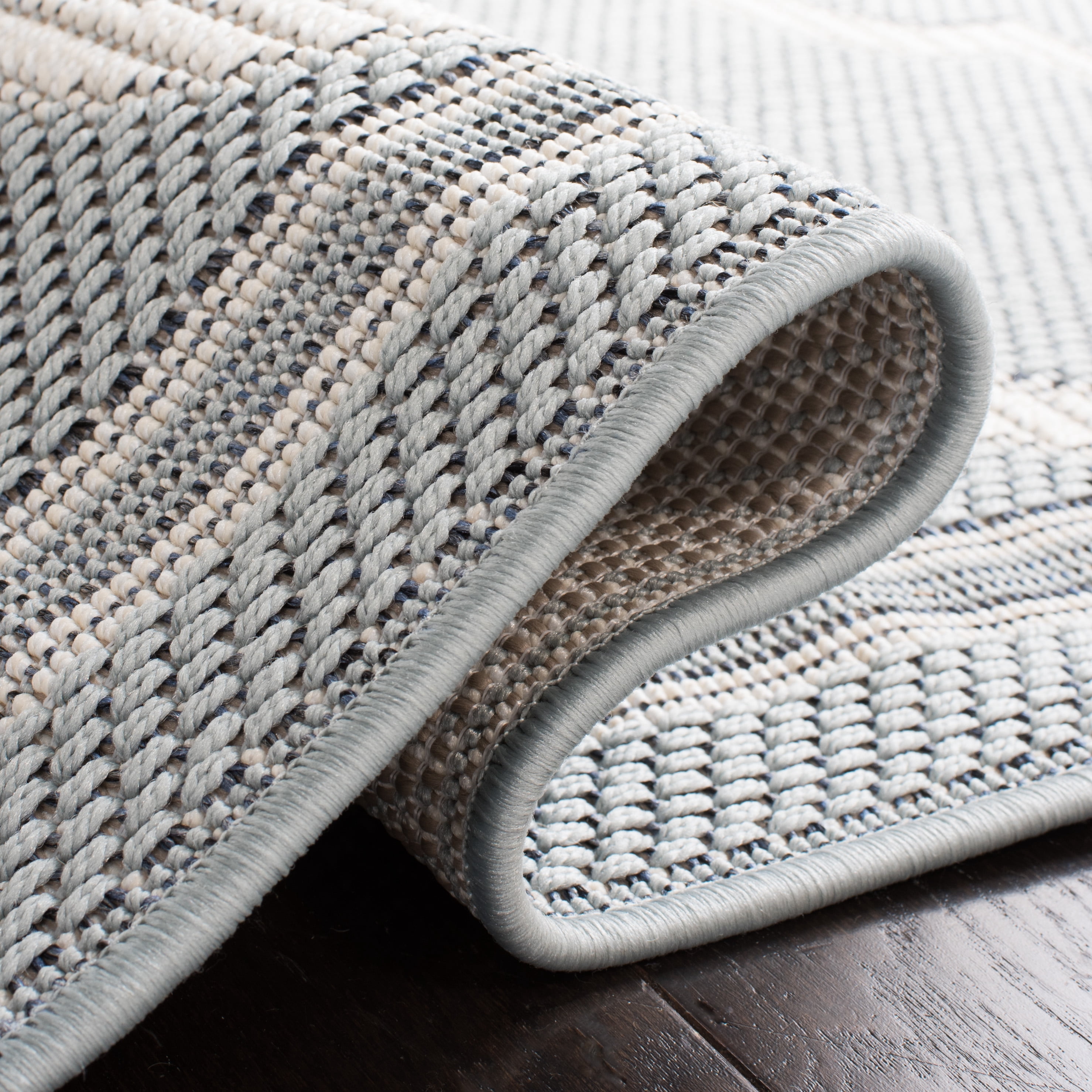 SAFAVIEH Martha Stewart Ashen Indoor Geometric Indoor/Outdoor Area Rug, Aqua/Cream, 9' x 12'