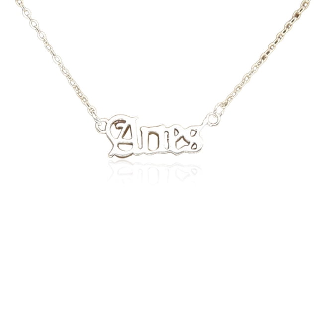 Minnieouse Collar de amistad con colgante de tarjeta de exhibición para regalos de festivales de amantes Aries Plata 20Conjunto