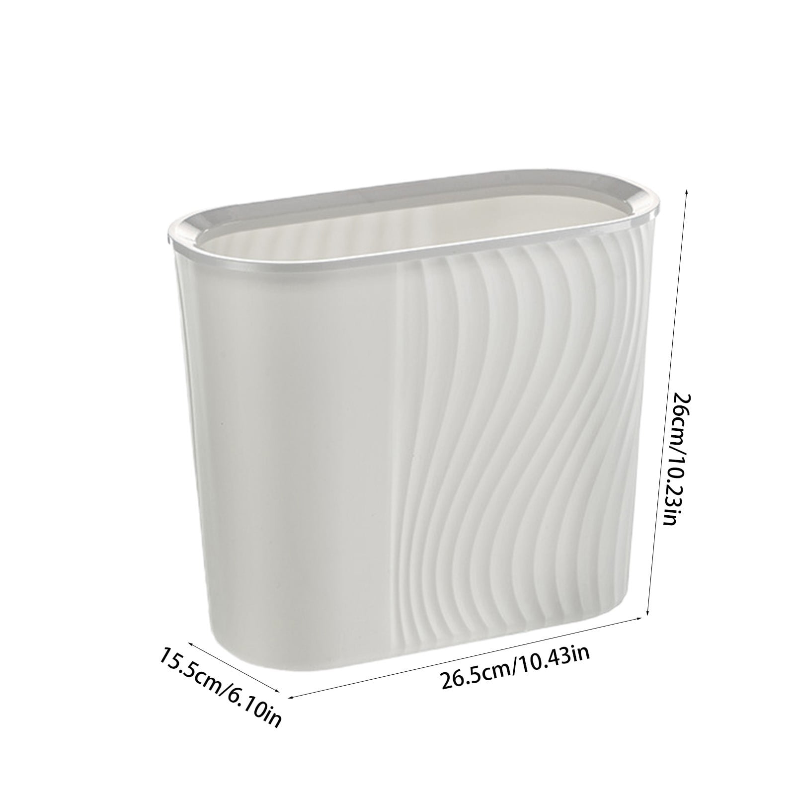 Cagogo Wastebasket, Plastic Trash Can, Striped Seamless Design for Home Kitchen Bathroom, Blue Gray White Small Garbage Bin for Office Garage Dorm
