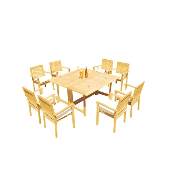 Grade-A Teak Dining Set: 3 Seater 4 Pc: 36" Round Table And 3 Giva Arm Chairs Outdoor Patio WholesaleTeak #51GV0704