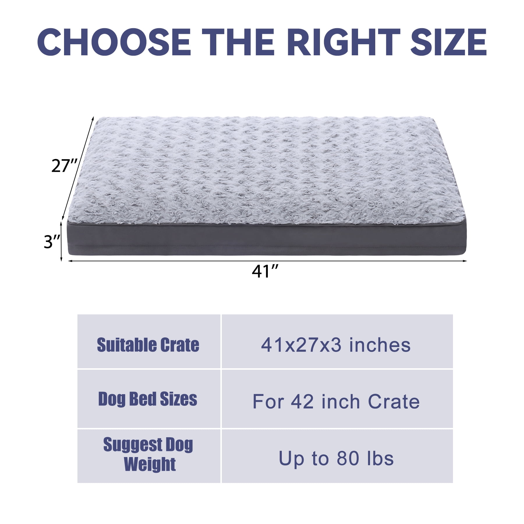 Waterproof Dog Beds for Crates 42" Washable Removable Cover Dog Kennel Pad for Extra Large Dogs