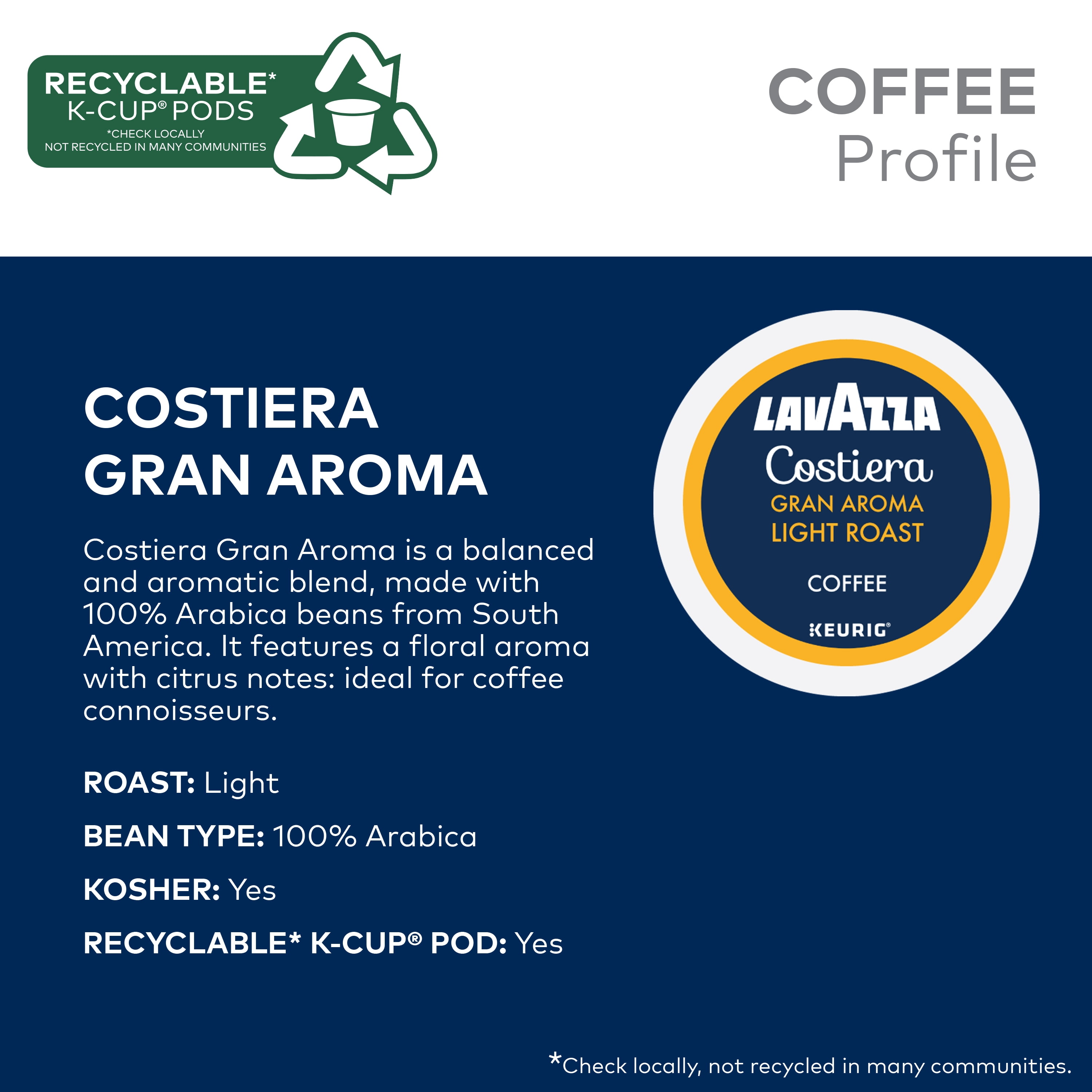 (3 pack) Lavazza, Variety Pack Light & Medium Roast K-Cup Coffee Pods, 20 Count