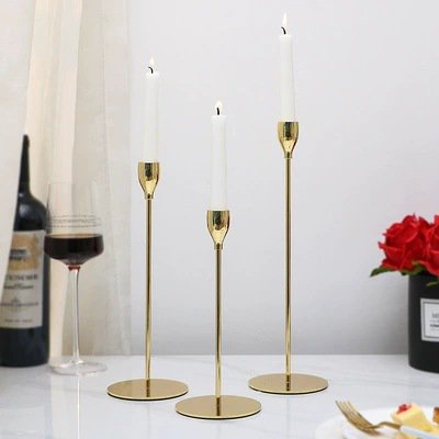 Candelabro dorado galvanizado para bodas, accesorios románticos para cenas a la luz de las velas, decoración de bodas, decoración de mesa