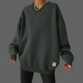 thumbnail image 6 of Women's Oversized V Neck Sweatshirt Long Sleeve Pullover Comfy Tops Casual 2025 Fall Fashion Basic Loose Shirts, 6 of 8