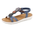 thumbnail image 2 of Ladies Faux Leather Open Toe Sling Back T-Bar Diamante Rhinestones Flat Gladiator Summer Sandals, 2 of 8