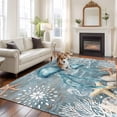 thumbnail image 3 of Area Rug 72×108in, Marine Jellyfish Starfish Coral Floor Carpet Living Room Rug, Retro Underwater Life Shell Non-Slip Welcome Mat Indoor Rugs for Bedroom Dining Room, 3 of 9