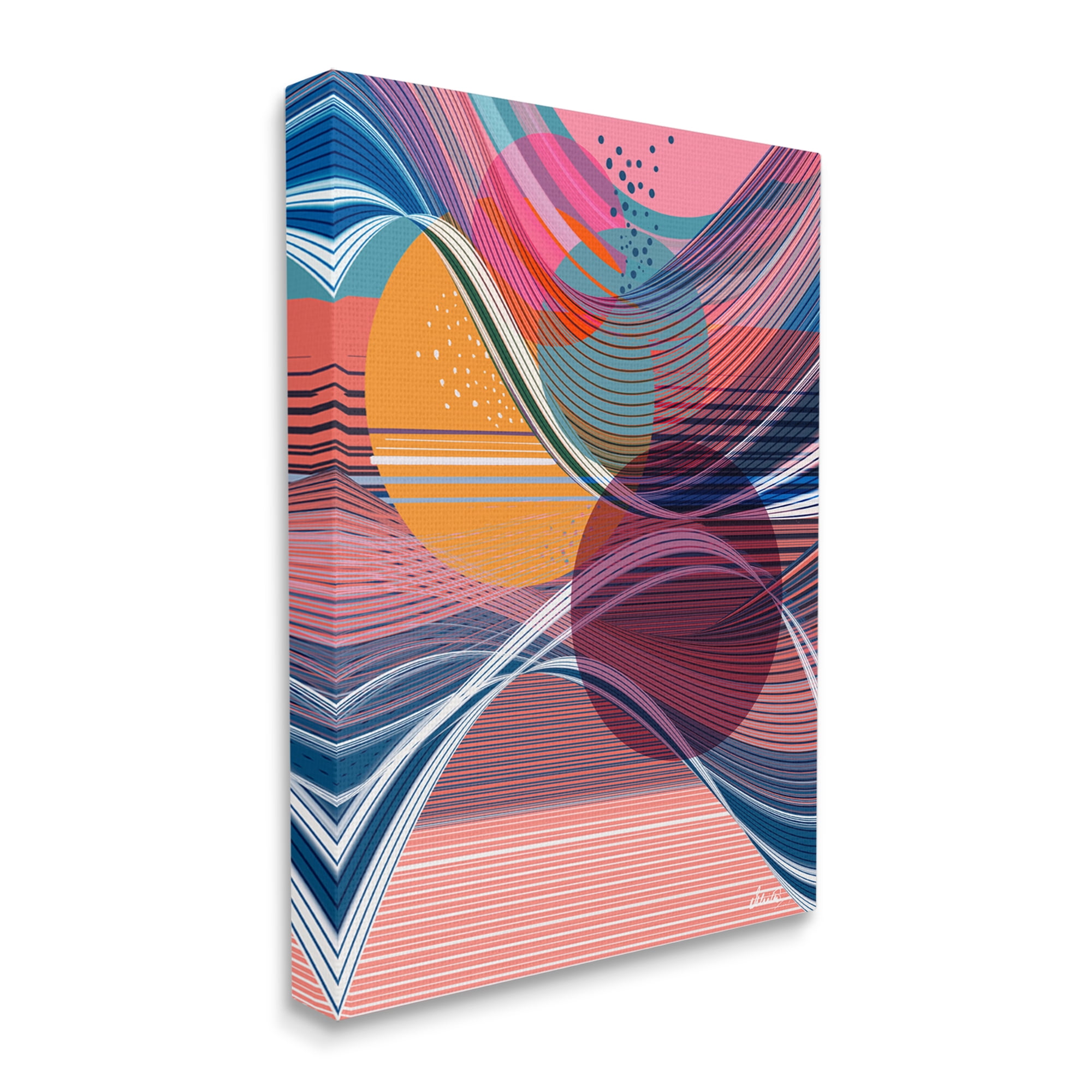 Stupell Industries Waves & Circles Abstraction Abstract Painting Gallery Wrapped Canvas Art Print Wall Art, 24 x 30