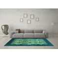 thumbnail image 3 of Ahgly Company Machine Washable Indoor Rectangle Oriental Turquoise Blue Industrial Area Rugs, 5' x 8', 3 of 4