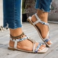 thumbnail image 3 of Rokment Women's Ethnic Boho Flat Dress Sandals Beach Vacation Casual Colorful Braided Wide Width Square Toe Low Heel Walking Sandals Summer Bride Wedding B Size 7, 3 of 5